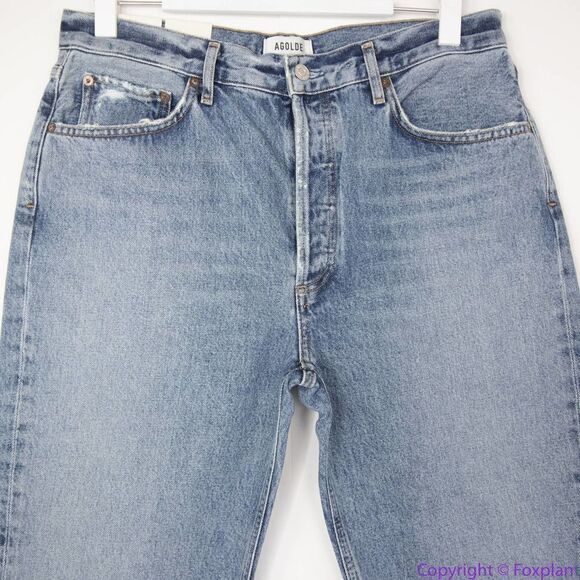 NEW AGOLDE Riley High Rise Cropped Straight Fit Jeans in Emulsion wash, 31 - Picture 4 of 11